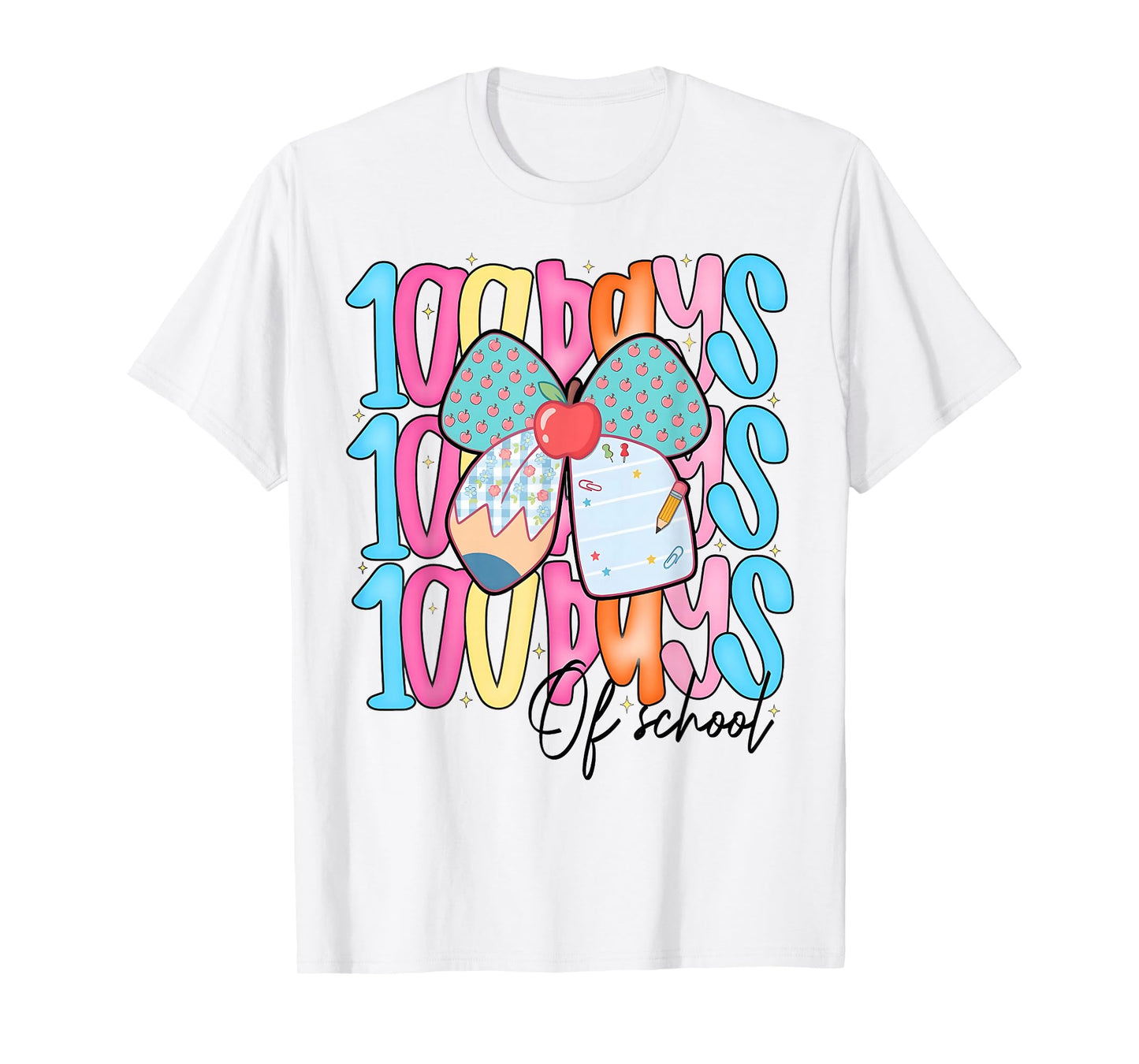 100 Days of School Coquette Pencil Bow Girl Women Teacher T-Shirt