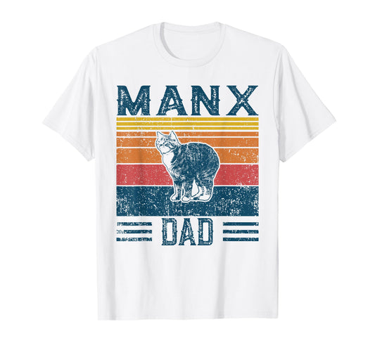 Best Cat Dad Men - Vintage Manx Cat T-Shirt
