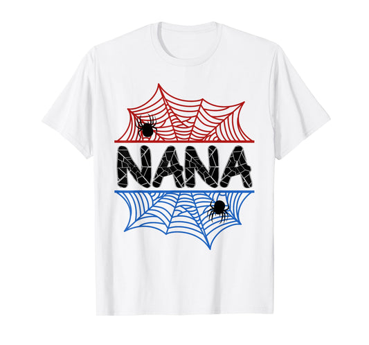 Nana Of The Birthday Boy Spider Grandma Bday Party T-Shirt