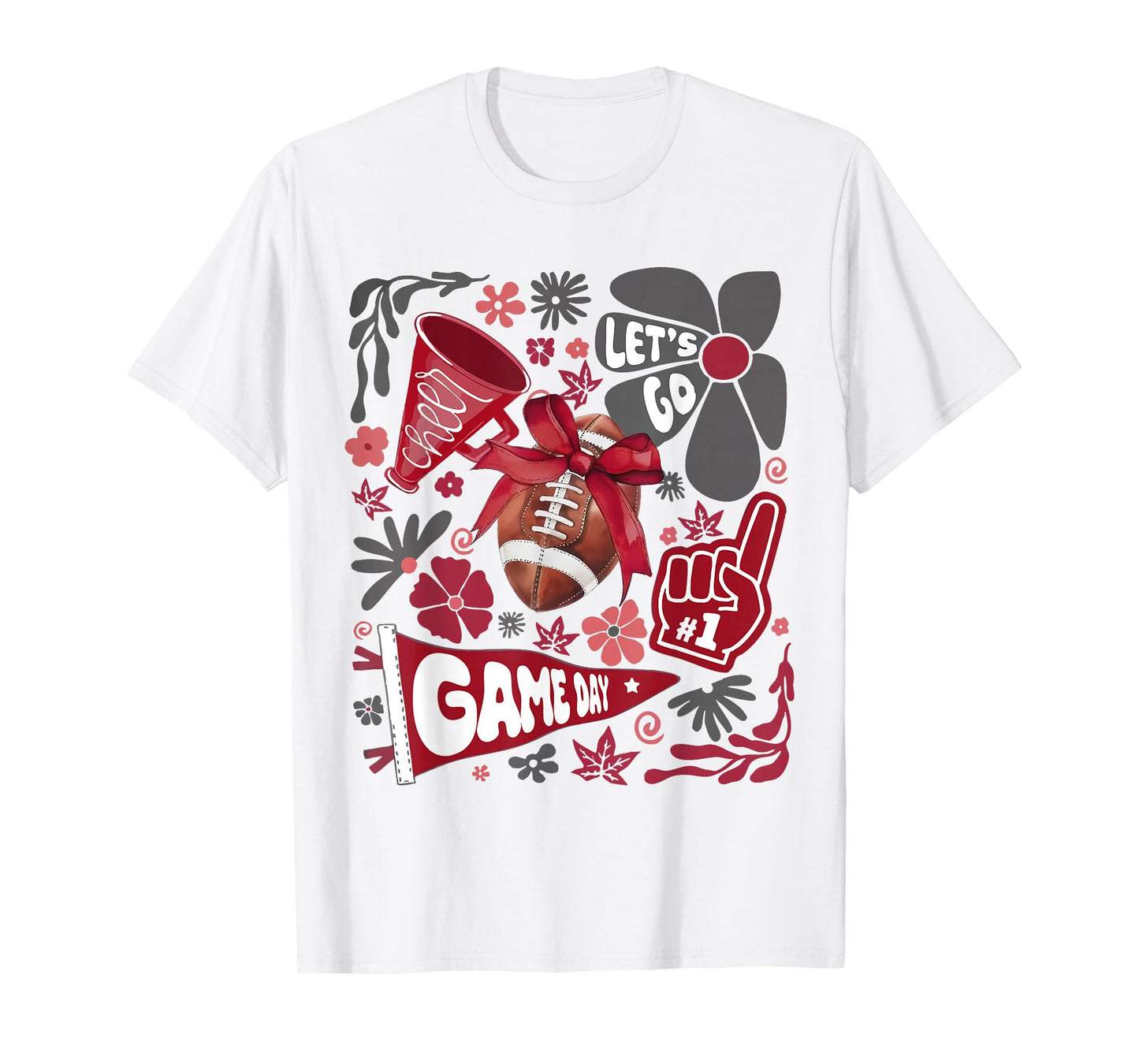 Red Black Cheerleader Game Day Football Cheer Mom Mama T-Shirt