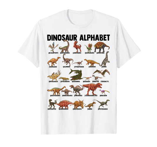 Dinosaur Alphabet - Dino Types Identification - A-Z ABC T-Shirt