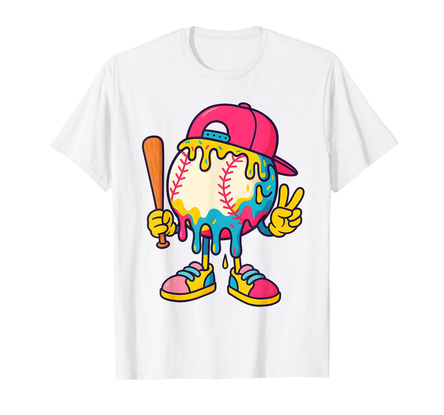 Baseball Ice Cream Drip Youth Back To school Baseball Stuff T-Shirt
