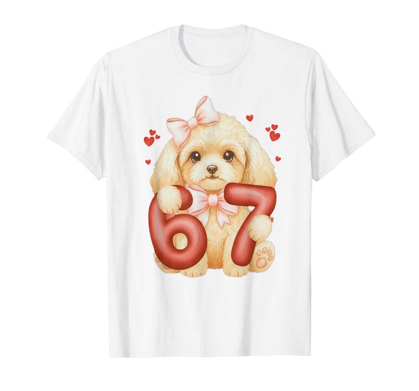 Cute Coquette Poddle Dog 67 Meme Six Seven Love Girl Women T-Shirt