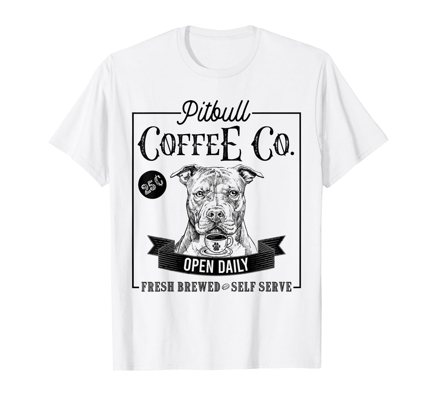 Retro Pit Bull Coffee Funny Dog Pittie Mom Coffee Lover Men Women Girls Kids T-Shirt