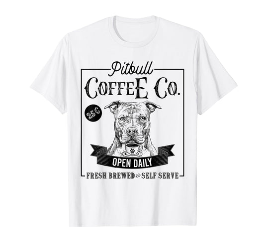Retro Pit Bull Coffee Funny Dog Pittie Mom Coffee Lover Men Women Girls Kids T-Shirt