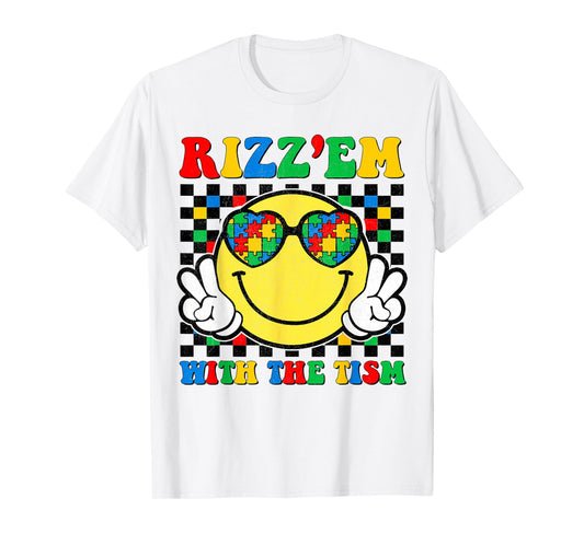 Rizz Em With The Tism Funny Autism Awareness Boys Girls Kids T-Shirt
