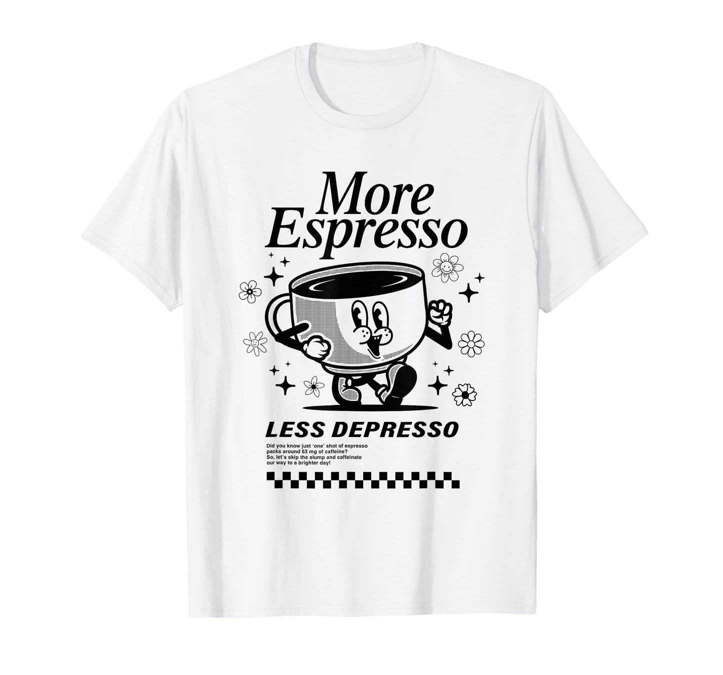 Groovy Vintage More Espresso Less Depresso Funny Coffee T-Shirt