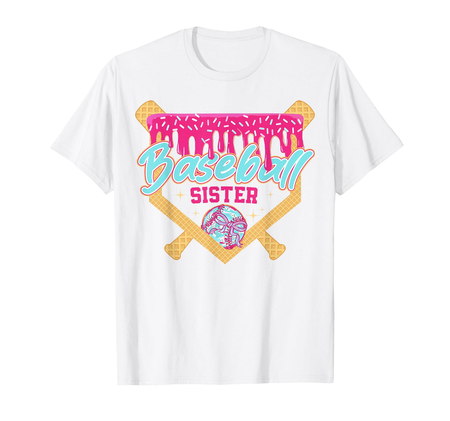 Baseball Sister Drip Ice Cream Baseball Game Day T-Shirt