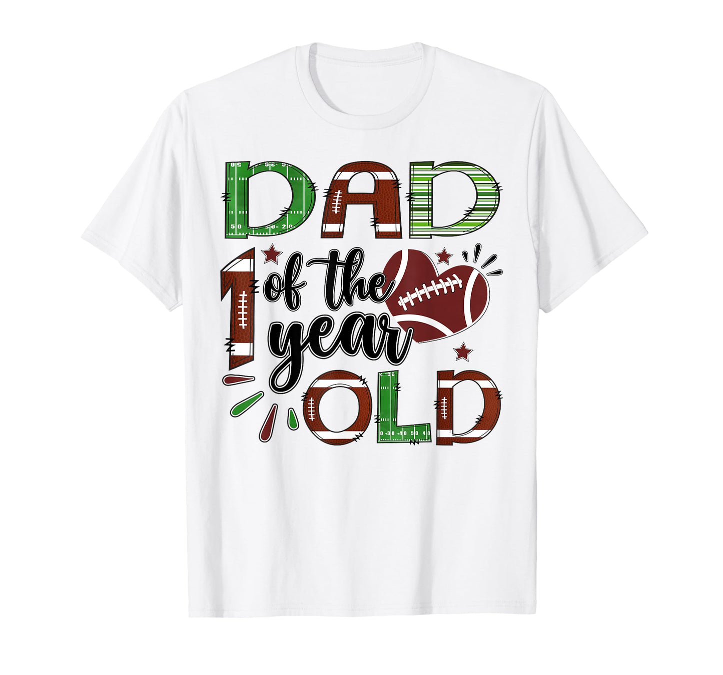 Dad of The 1 Year Old Football 1st Birthday Boy Matching T-Shirt