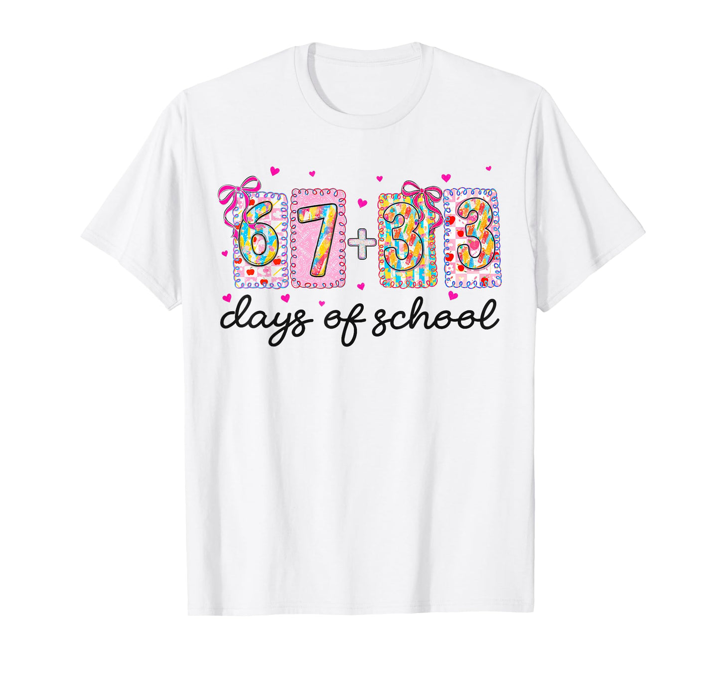 Preppy 67+33 Days of School Coquette Bow 100 Days Kid T-Shirt