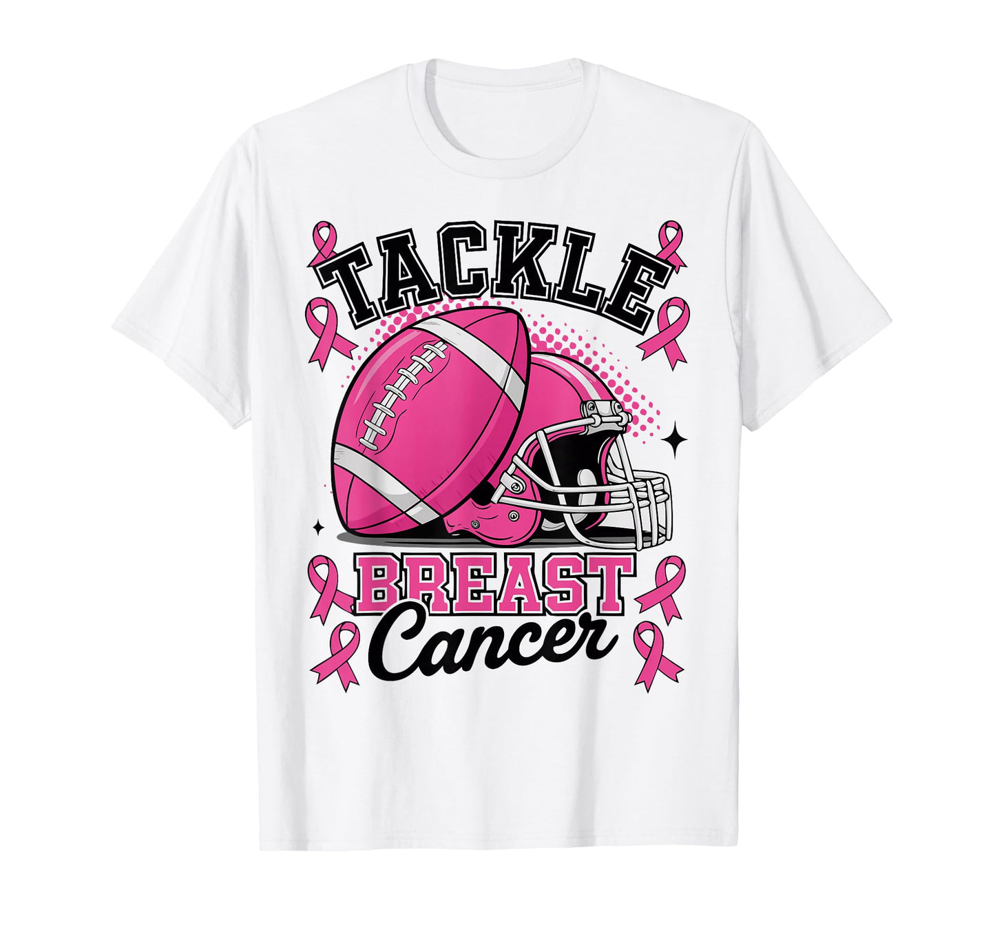 Tackle Breast Cancer Awareness Pink Ribbon Football T-Shirt