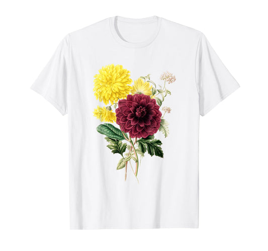 Dahlia Botanical Plant Bee Flower Annual Garden T-Shirt