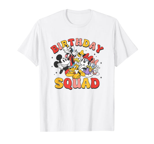 Disney Mickey And Friends Birthday Squad Vintage Group T-Shirt