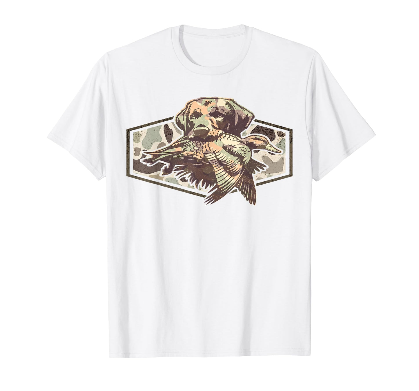 Retro Old Camo Duck Hunting Lab Dog Labrador Southern Boy T-Shirt