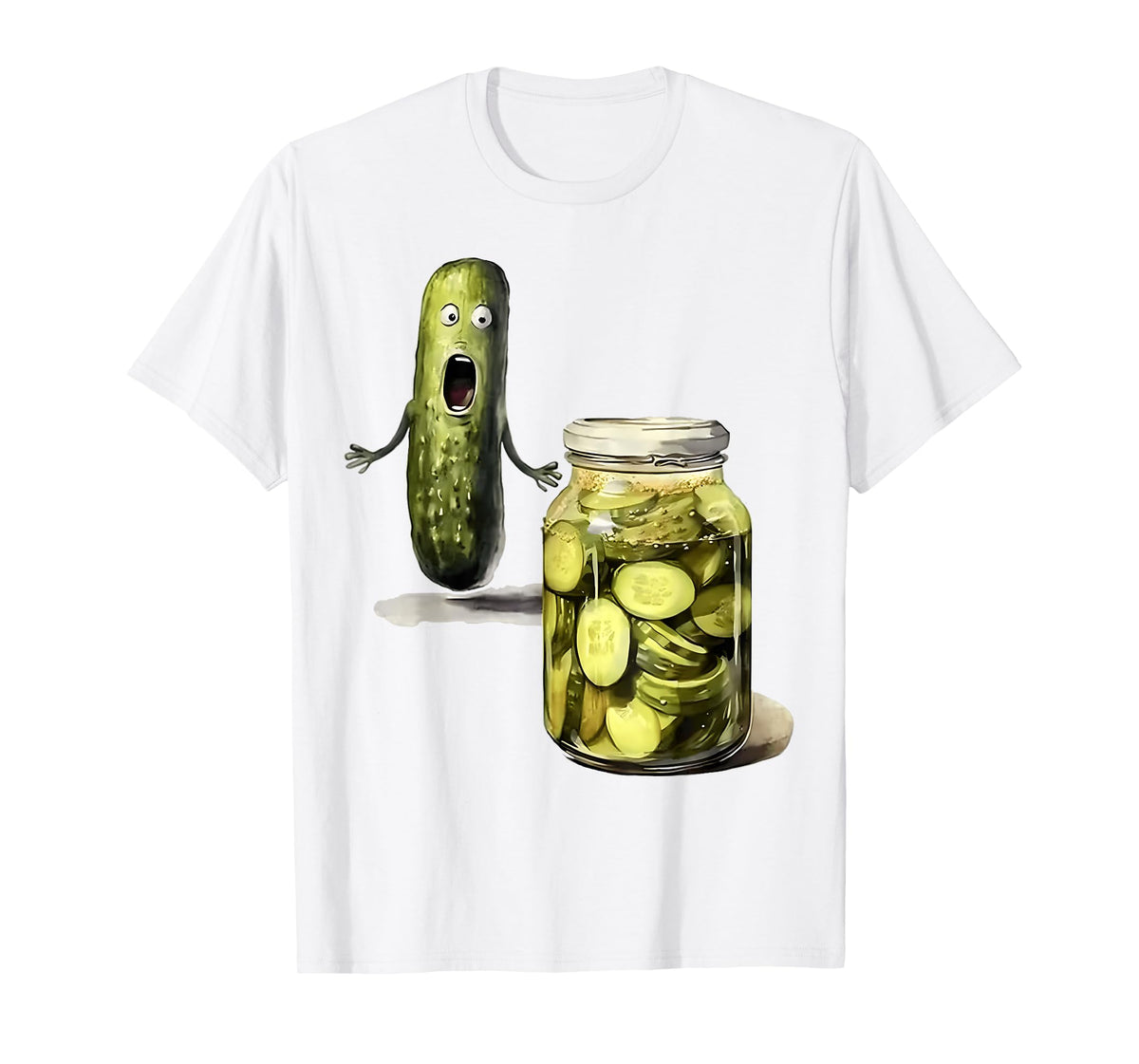 Funny Pickle Surprise A Cucumber And A Jar Of Sliced Pickles T-Shirt