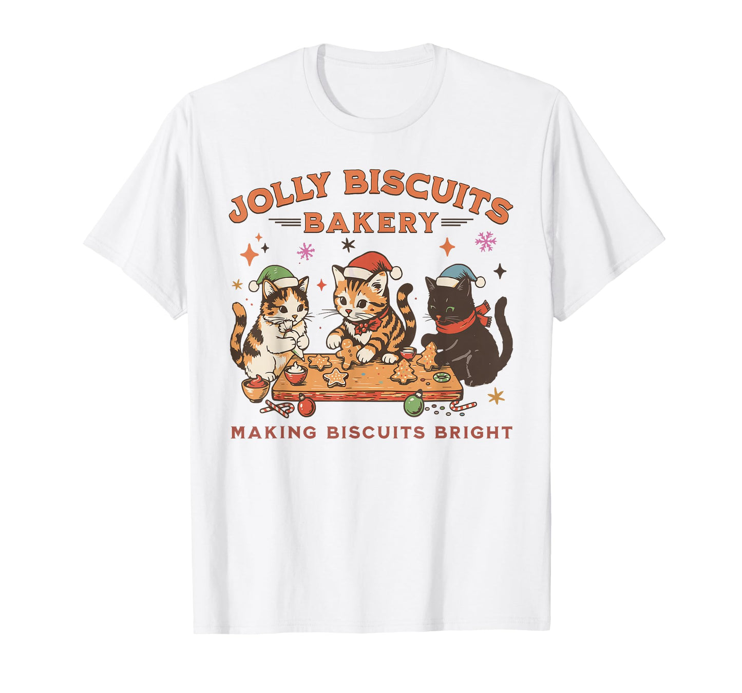 Jolly Biscuits Bakery Vintage Family Christmas Baking Crew T-Shirt