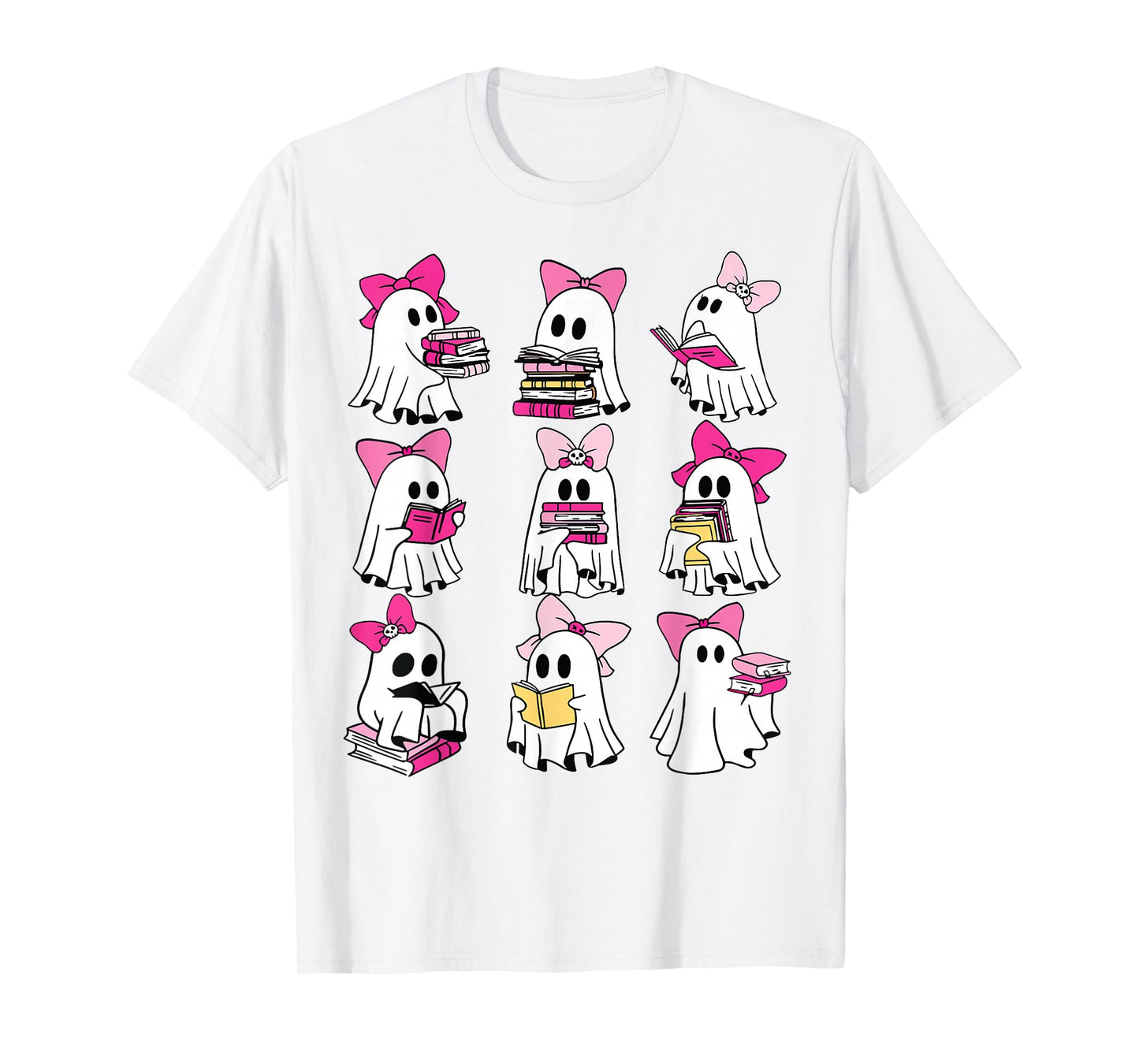 Halloween Pink Ghost Read More Books Spooky Boo Teacher Kids T-Shirt