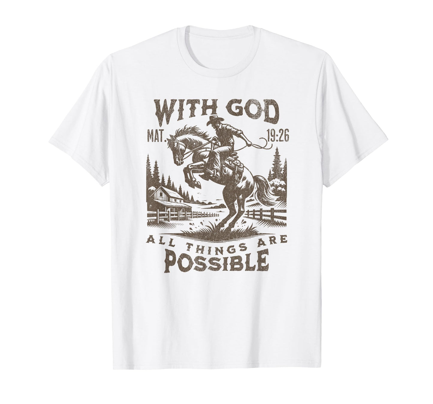Cowboy Bible Scripture Verse Western Jesus For Mens Faith T-Shirt