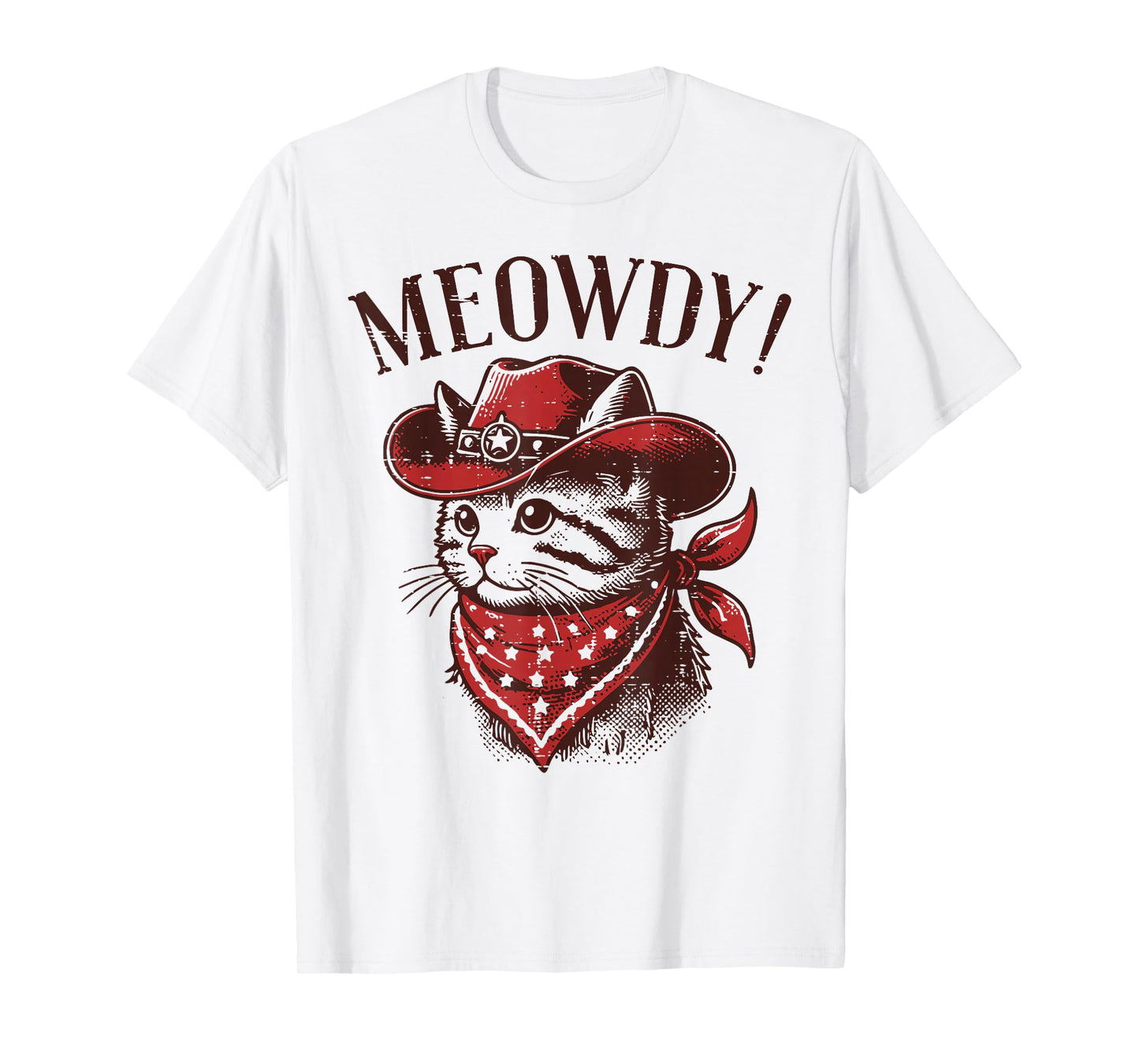 Cat Cowboy Face Meowdy Kitten Kitty Western Women Men Kids T-Shirt