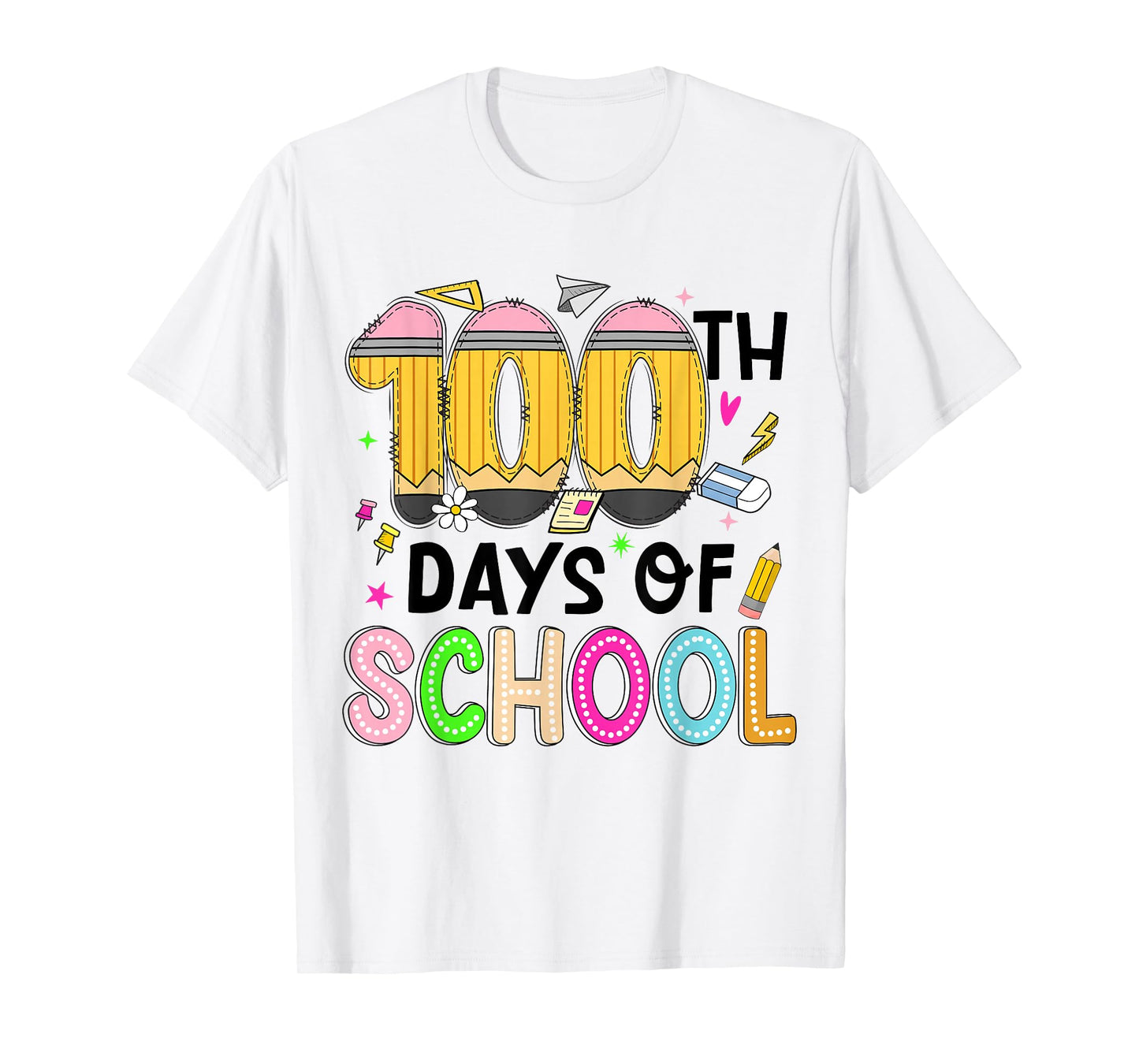 Kids 100 Days of School Pencil 100th Day of School Teachers T-Shirt