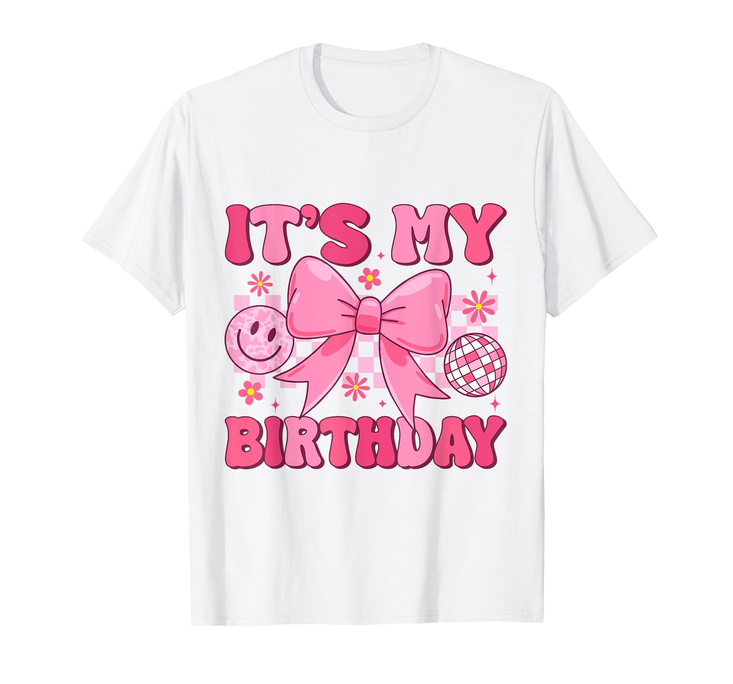 Groovy It's My Birthday Girls Teens Kids Coquette Bow Bday T-Shirt