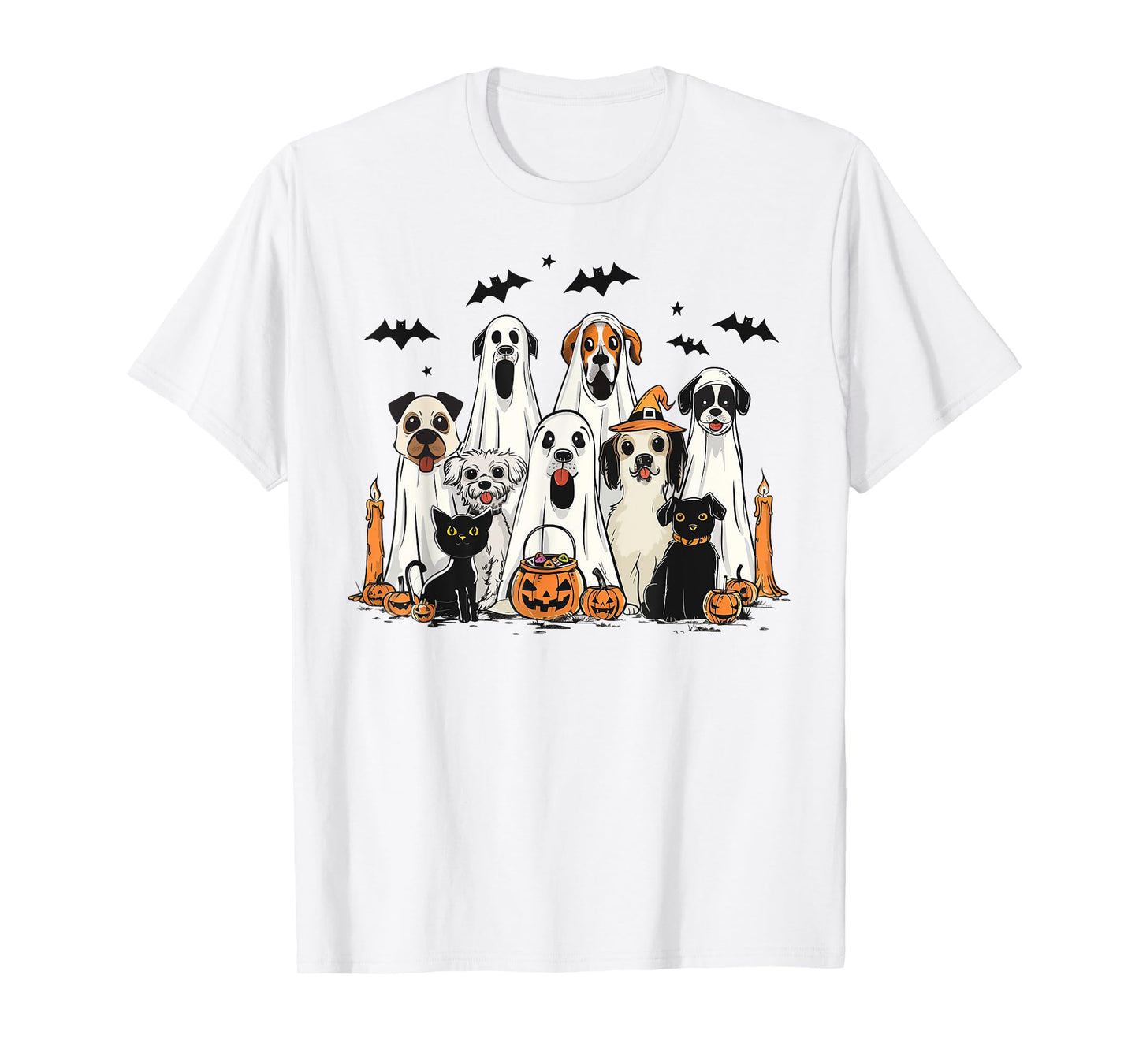 Dog Ghost Cute Dog Dressed As Ghost Funny Halloween Dog T-Shirt
