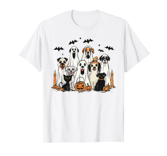 Dog Ghost Cute Dog Dressed As Ghost Funny Halloween Dog T-Shirt
