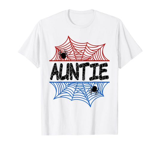 Auntie Of The Birthday Boy Spider Aunt Bday Party T-Shirt