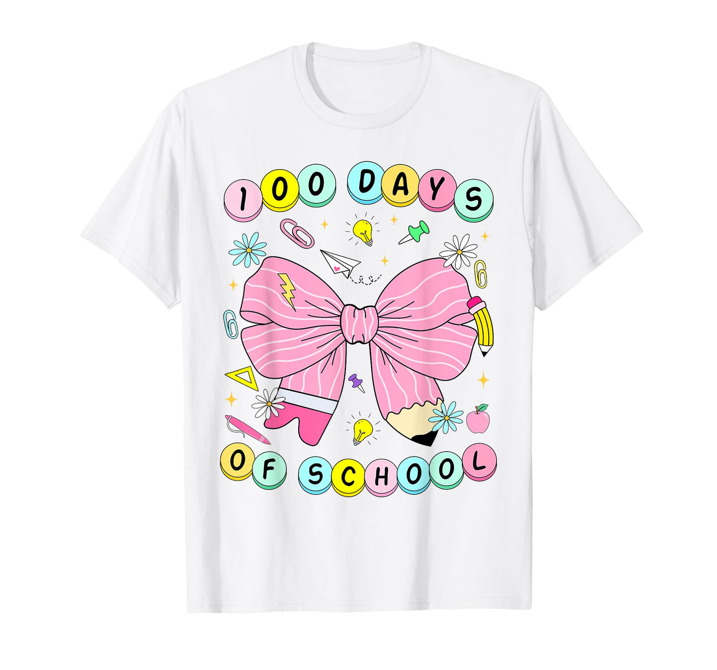 100 Days of School Girls Coquette Bow 100th Day of School T-Shirt
