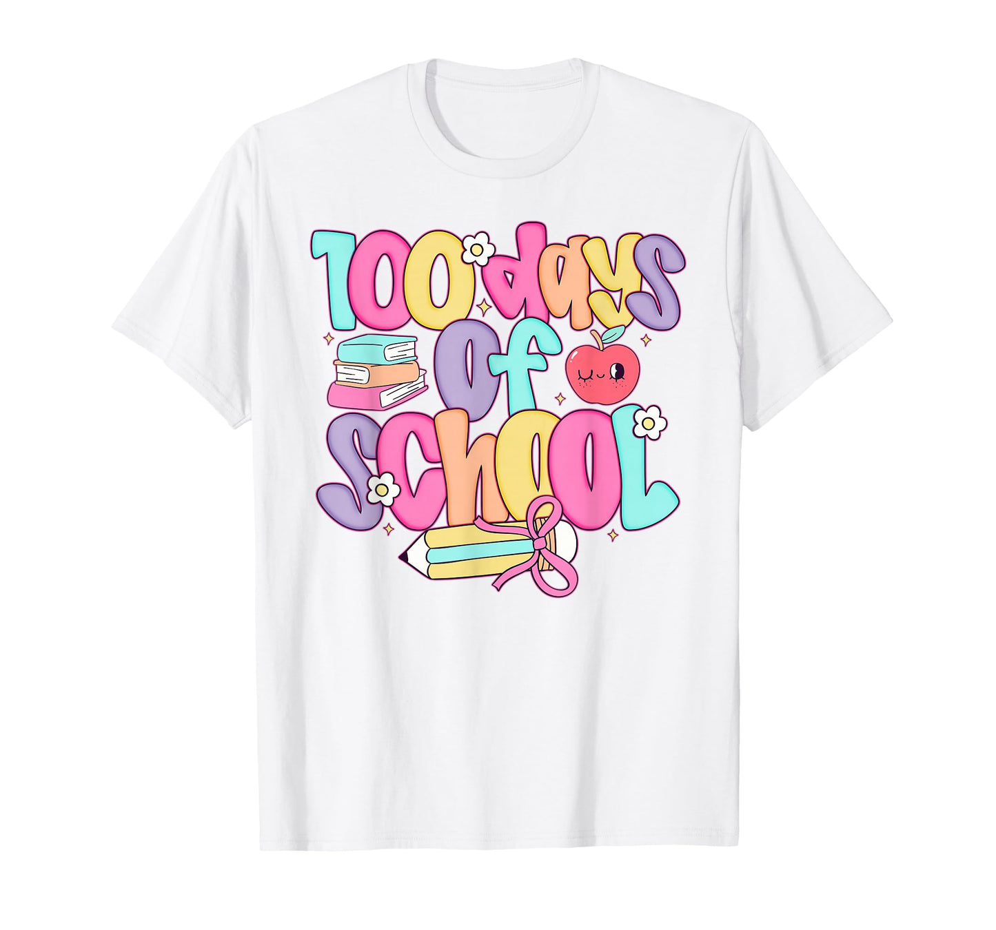 100 Days of School for Girls Kids Pink Coquette Bow Smarter T-Shirt
