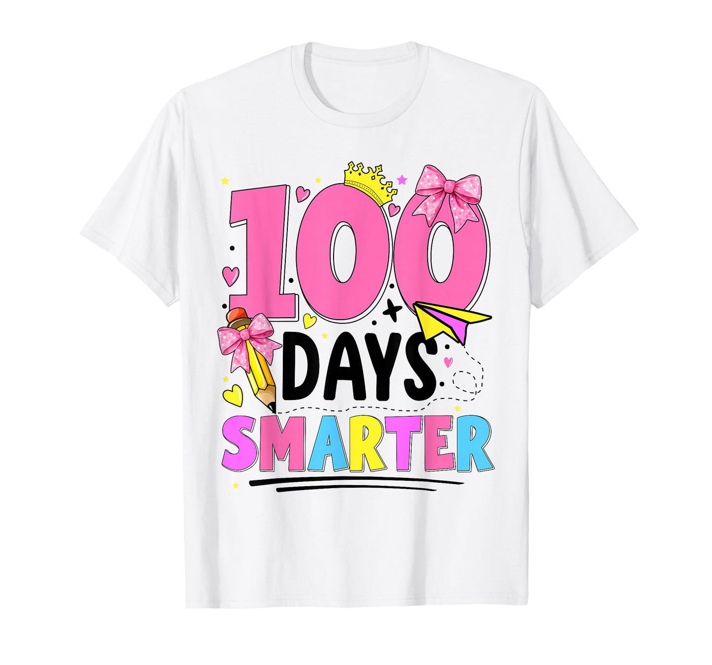 Girls 100 Days of School Coquette Bow 100th Day of School T-Shirt