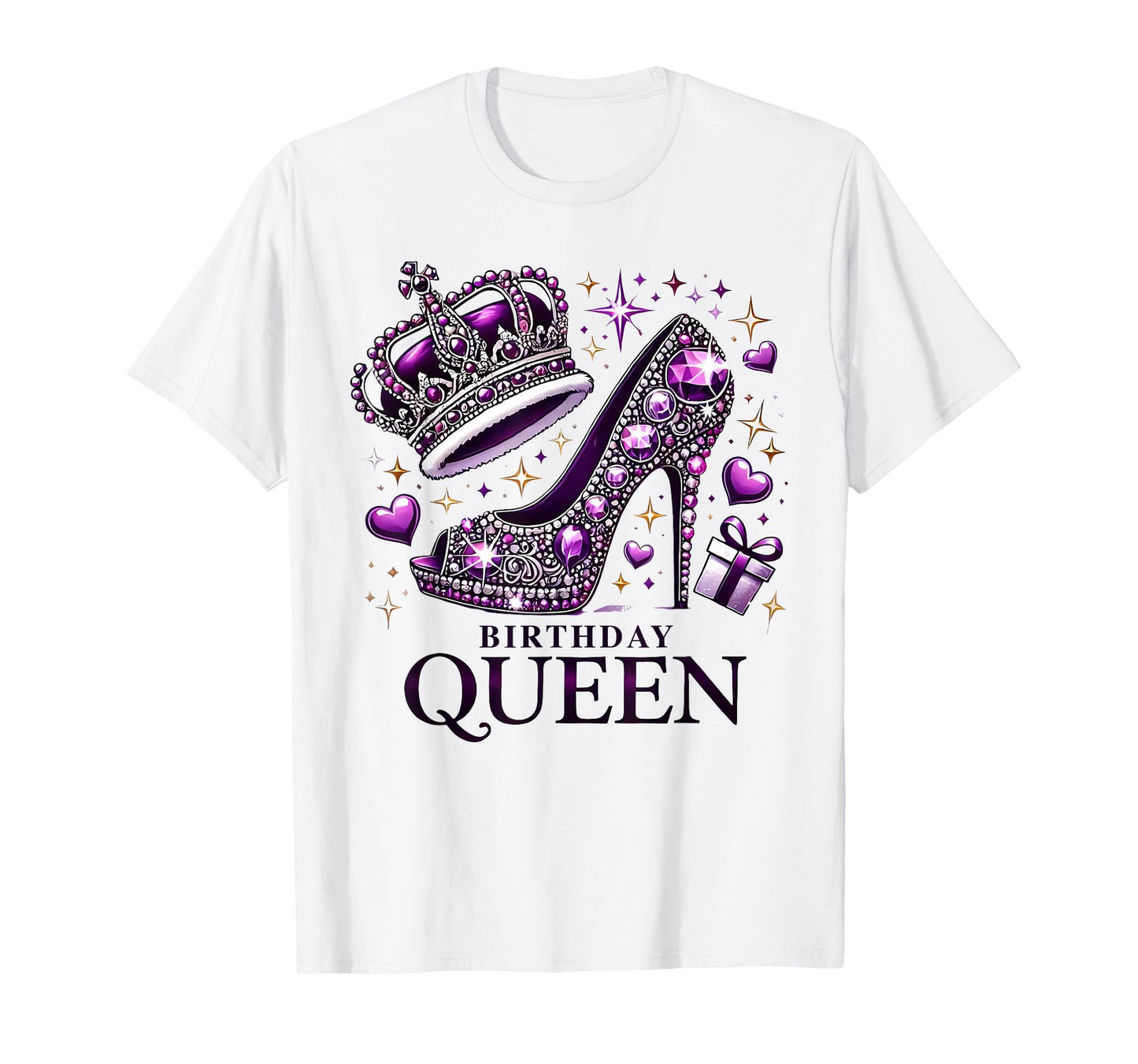 Birthday Queen Crown High Heel Women Girls Birthday Squad T-Shirt