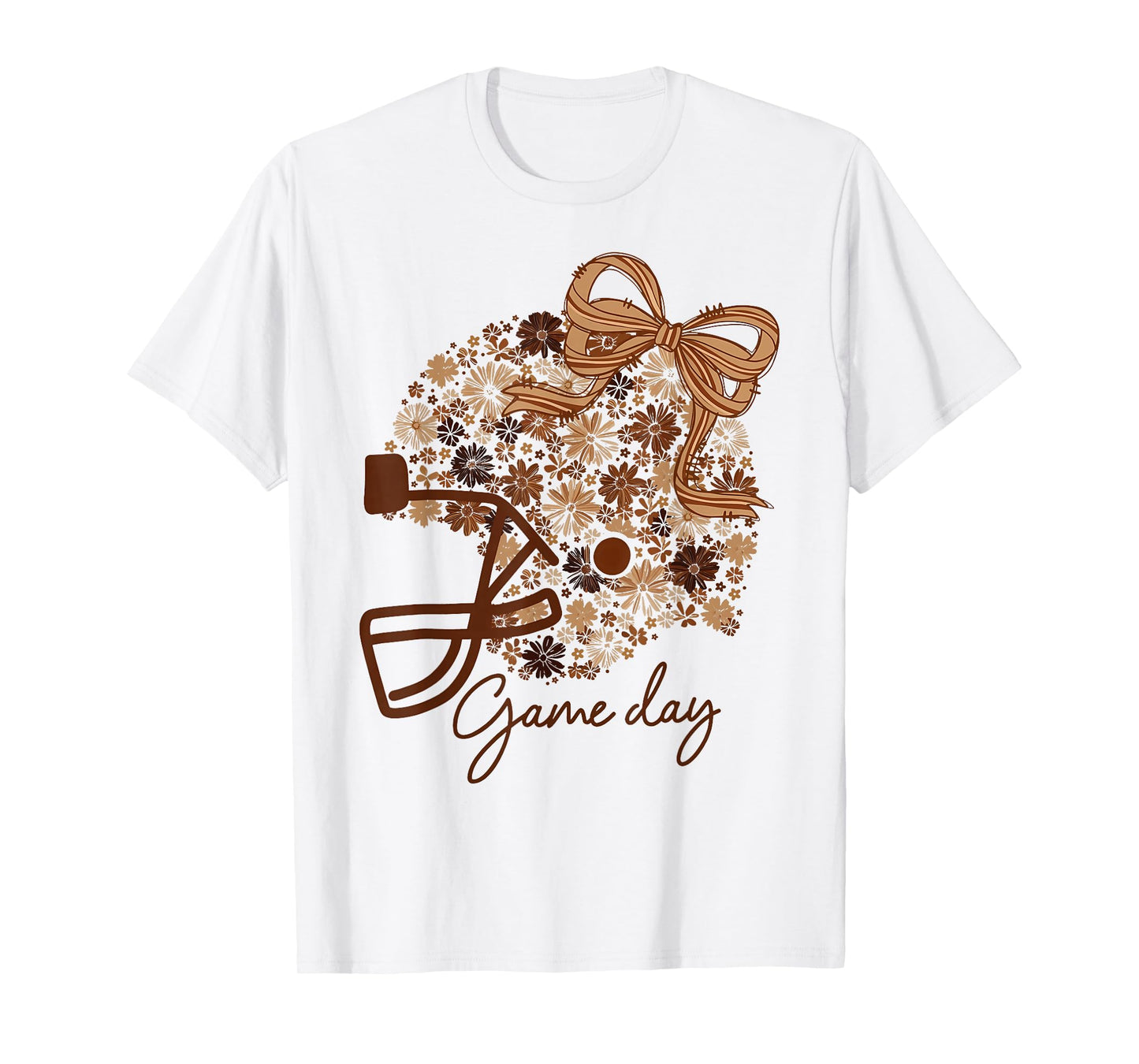 Retro Floral Football Helmet Game Day Touch Down Season T-Shirt