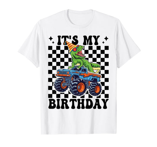 Birthday Monster Truck Dinosaur Party Boys It's My Birthday T-Shirt