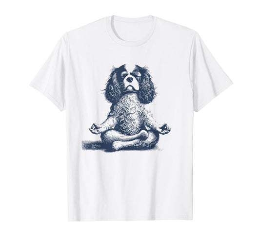 Cavalier King Charles Spaniel Lotus Meditate Yoga Vintage T-Shirt