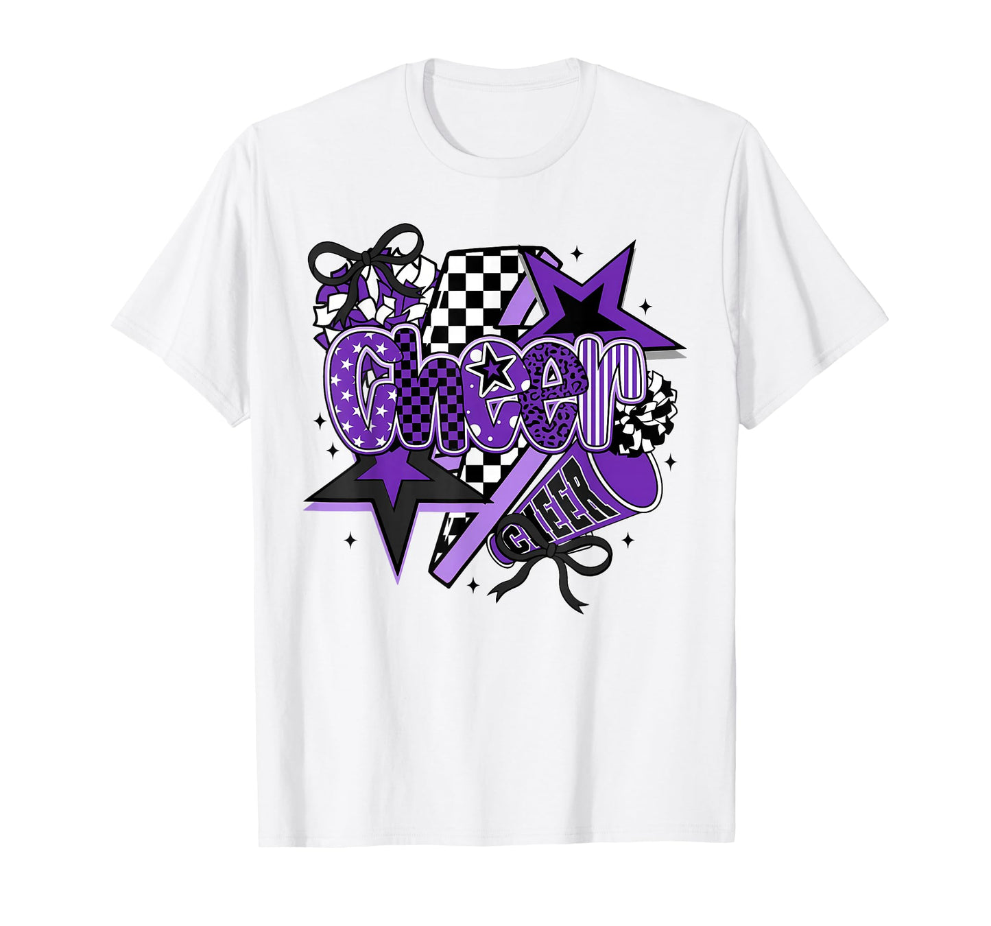 Preppy Cheer Game Day Cheer Mom Cheerleader Go Cheer Purple T-Shirt