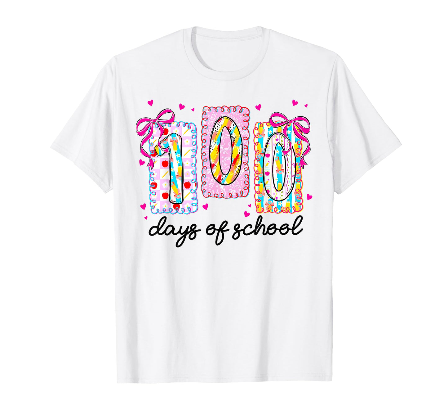 100 Days of School Girls Coquette Bow 100th Day of School T-Shirt