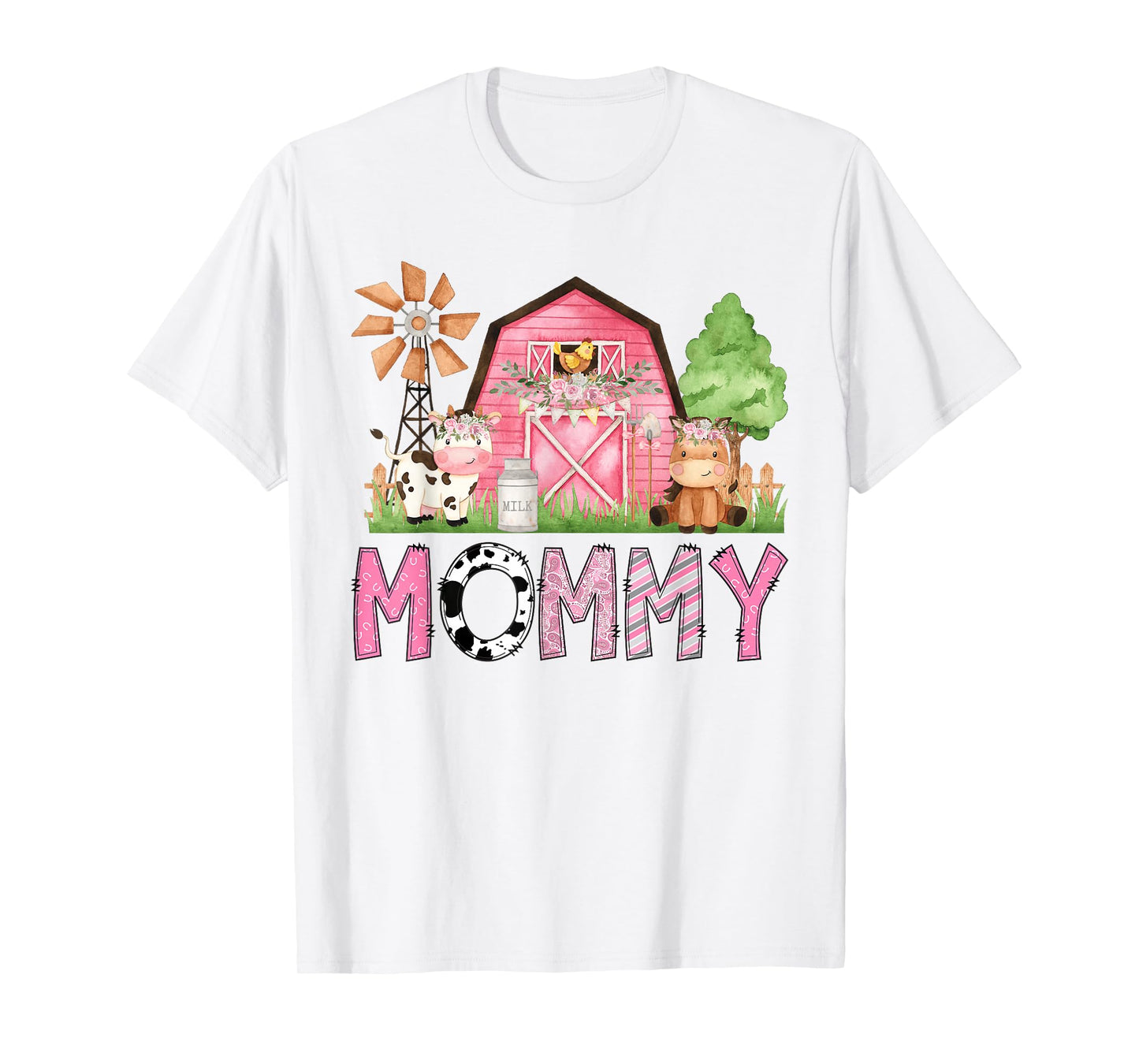 Mommy Pink Farm Animal Birthday Kids Matching Family T-Shirt
