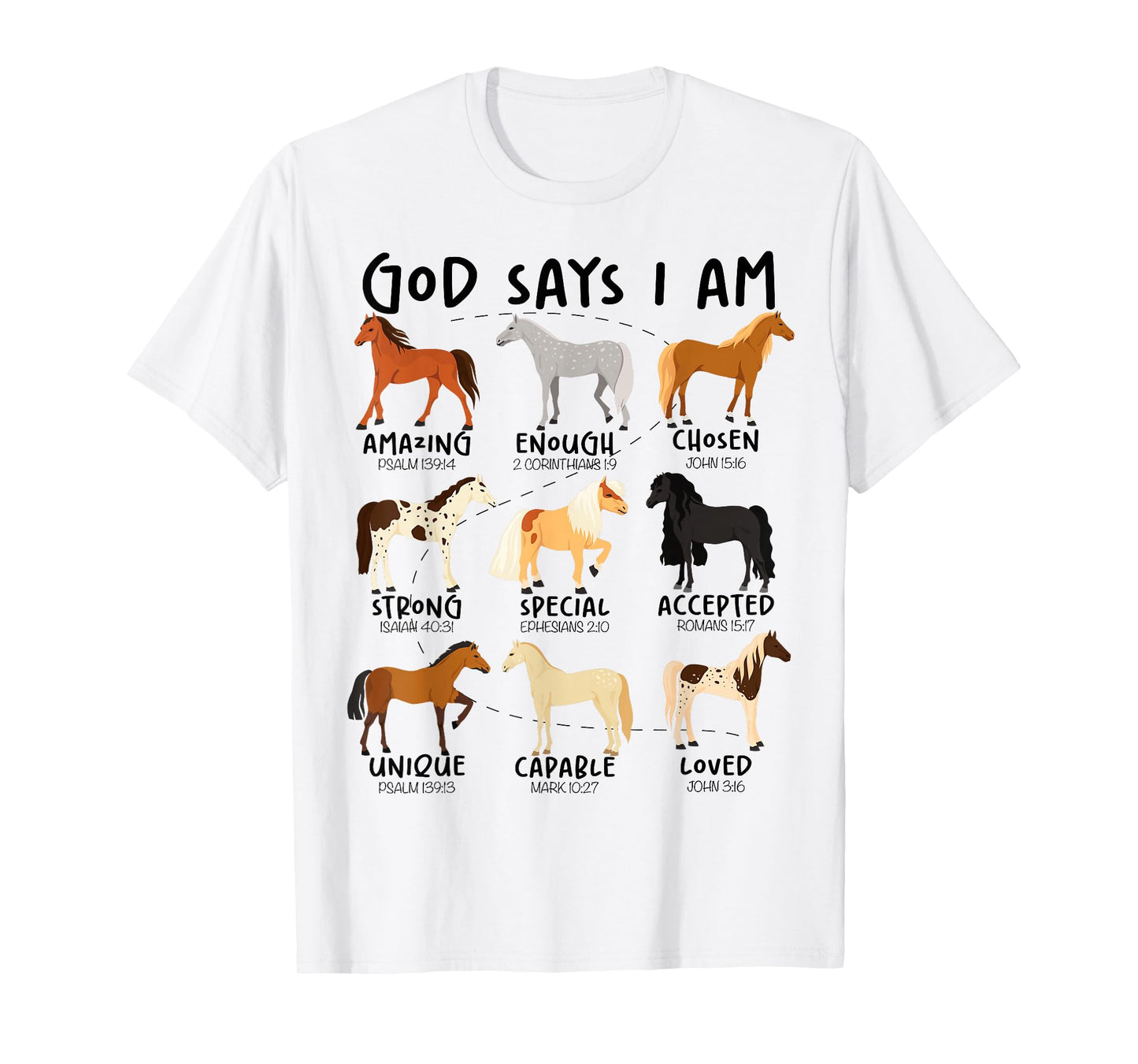 God Says I Am Horses Christian Women Girls Kids Boy Horse T-Shirt