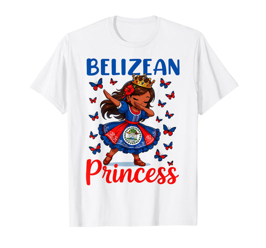 Belizean Princess Dabbing Girl Cute Belize Pride Outfit Kids T-Shirt