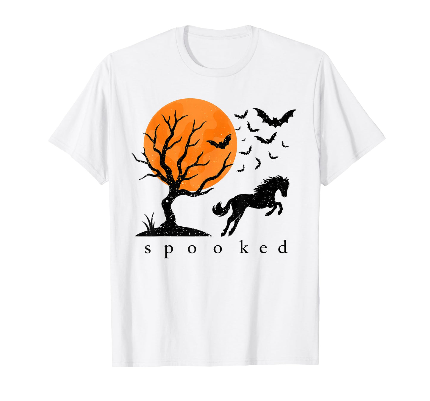 Spooked Horse Halloween Moon Bats Horse Ghost Spooky Season T-Shirt
