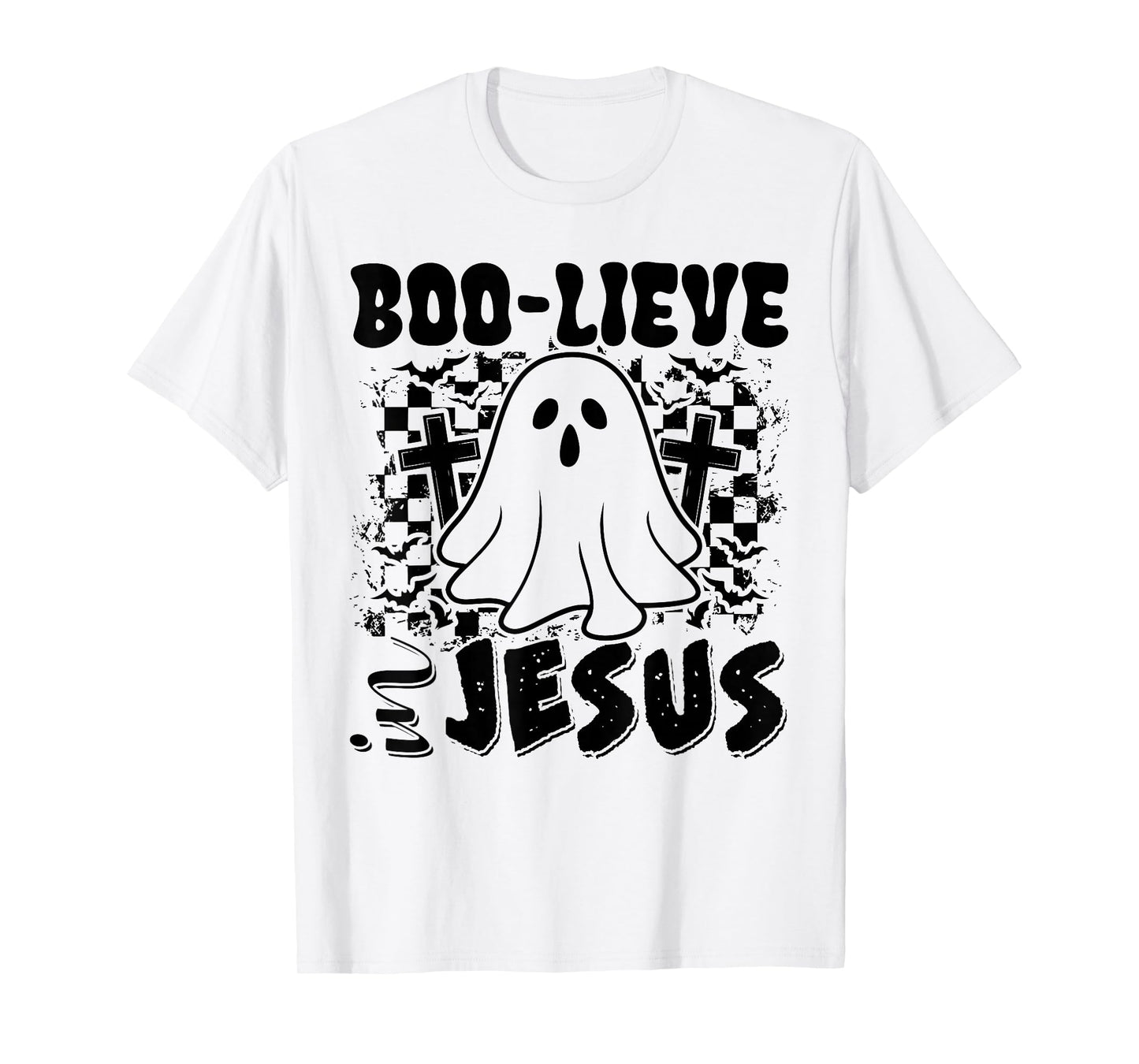 Boo-Lieve in Jesus Christian Halloween Ghost Boo Funny T-Shirt