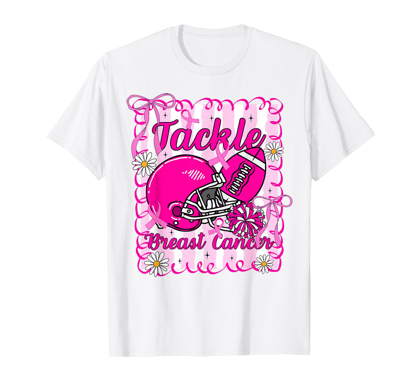 Tackle Breast Cancer Awareness American Football Cheer Women T-Shirt