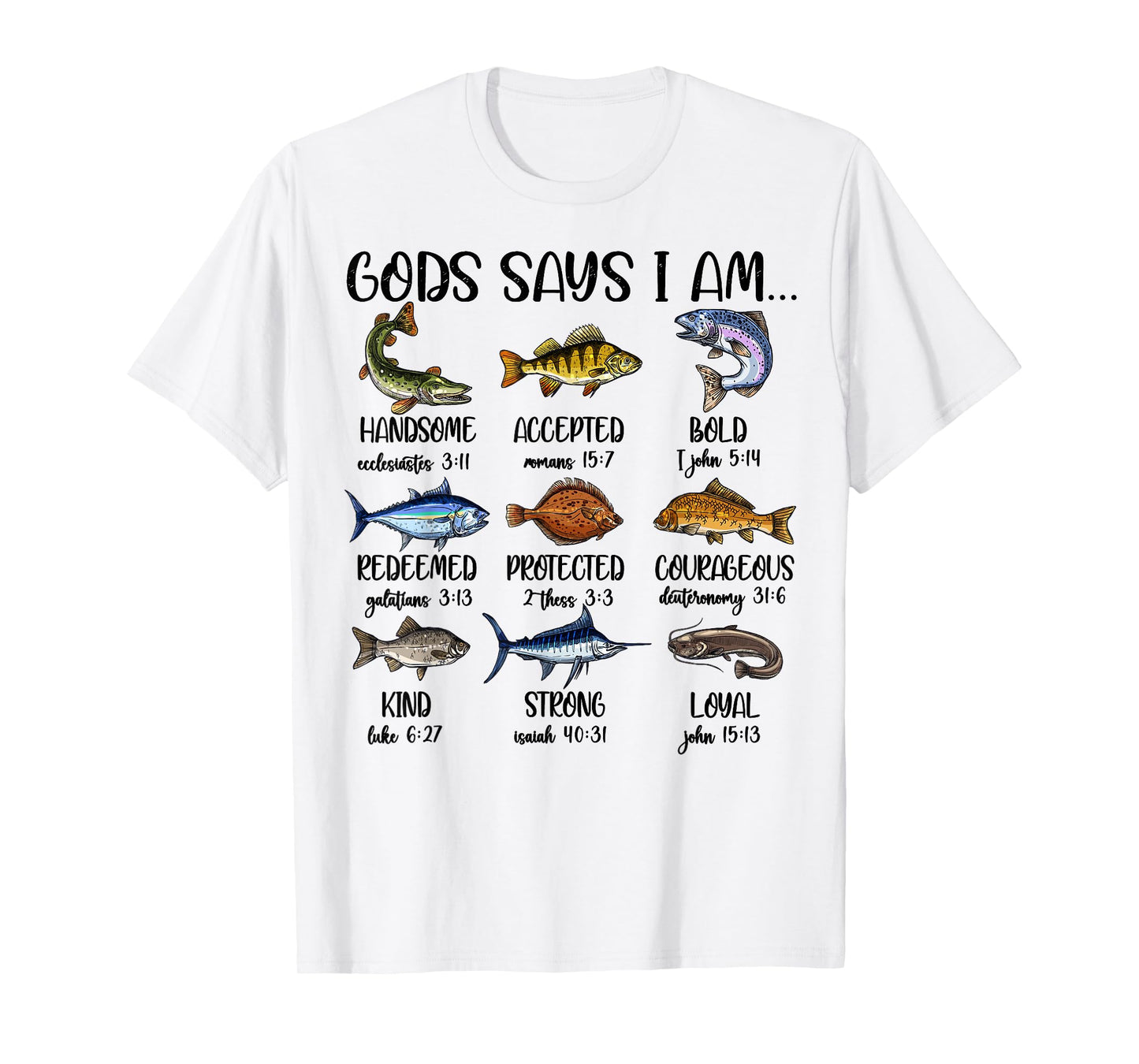 Boys God Says I Am Bass Fishing Christian Boy Fishing Jesus T-Shirt