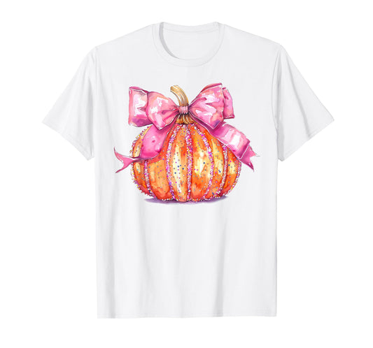 Coquette Pumpkin Bow Disco Ball Cute Girly Halloween Costume T-Shirt