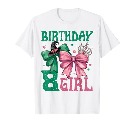 8Th Birthday Witch Pink And Green 8 Year Old Birthday Girl T-Shirt