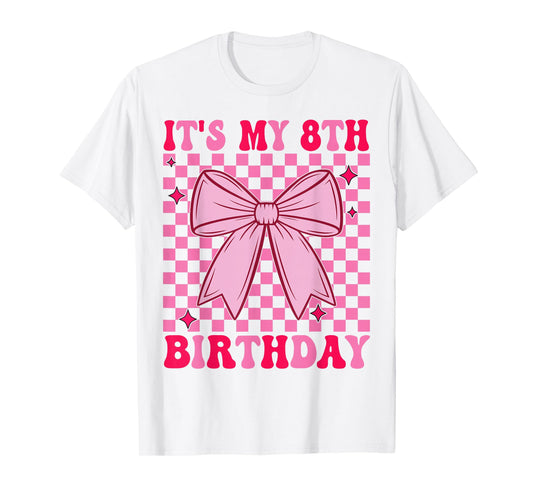 8th Coquette Themed Birthday Eight Year Old Girl Bow T-Shirt