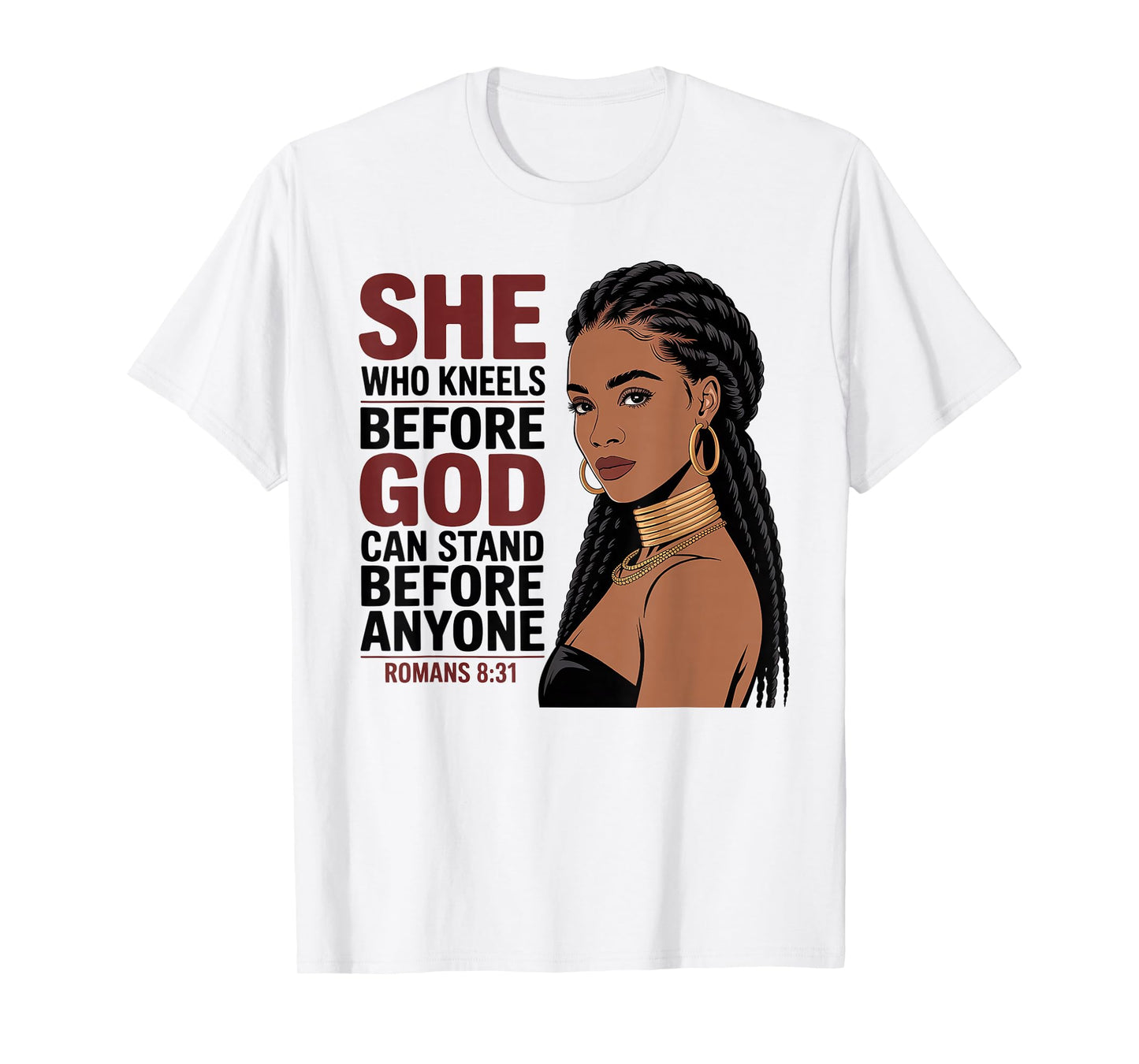 Christian Black Woman African Queen Melanin Poppin Pride T-Shirt