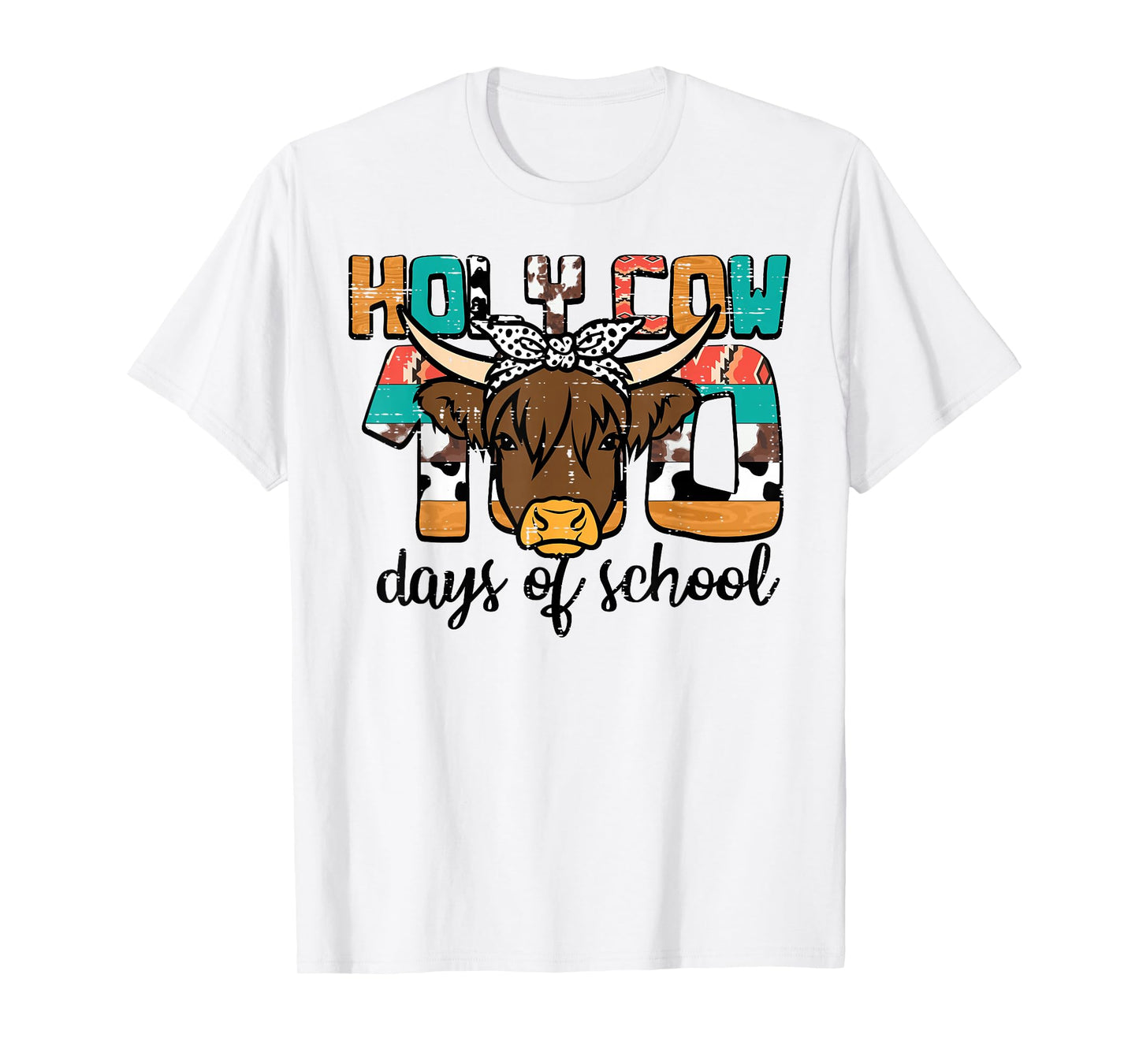 100th Day of School Holy Cow Highland Funny 100 Days Kids T-Shirt