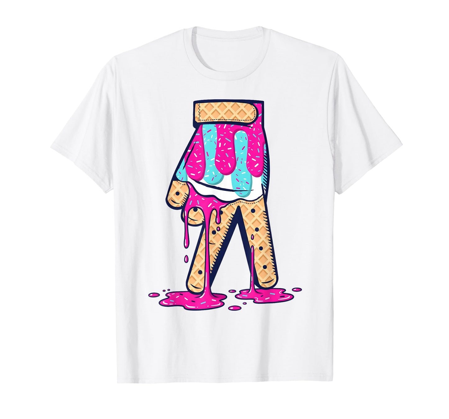 Baseball Ice Cream Drip Boys Glove Sprinkles Baseball Lover T-Shirt